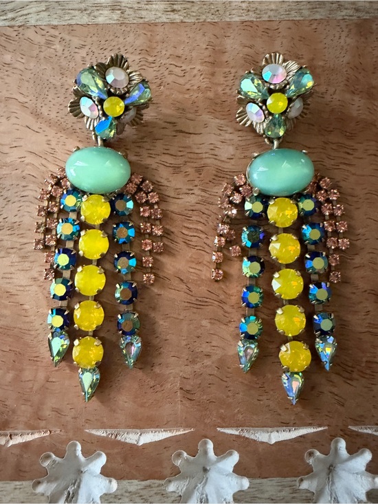 Loren Hope Jewelry - Loren Hope Marcella Statement Yellow & Aqua Crystal Dangle Earrings